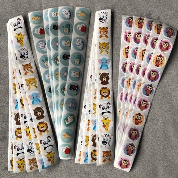 200 One Inch Stickers ~ Animal Theme ~ Owl Kawaii Asian Cat Wild Animals - Picture 2 of 9